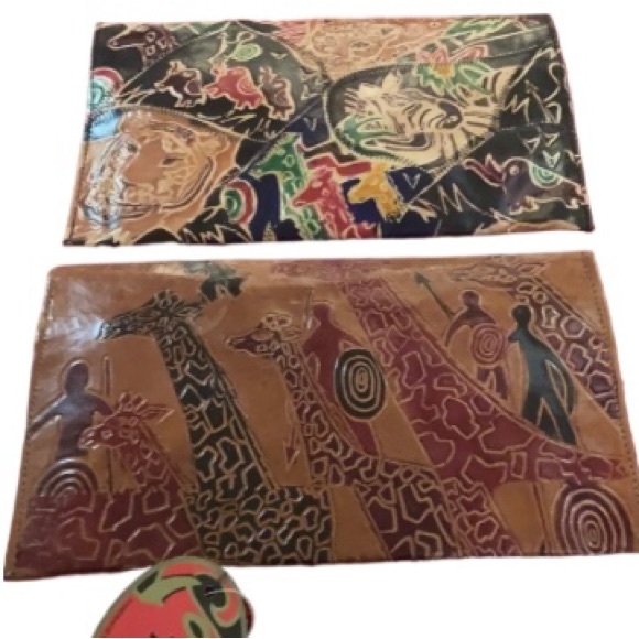 NWT Genuine Leather Hand Painted Clutches - Picture 2 of 6